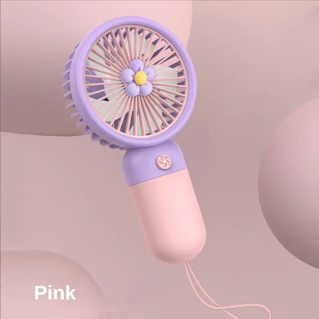 Portable USB Handheld Fan with Cute Floral Design